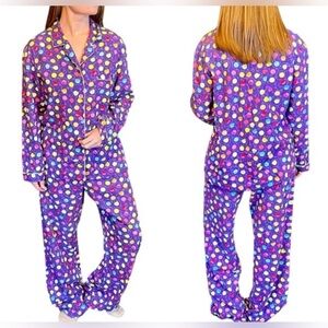 Victoria's Secret Y2K Purple Flannel Gum Drop Candy Two Piece Pajama Set Size S